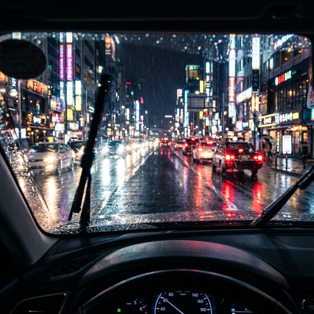 Night driving scene captured by Dash Cam with HDR
